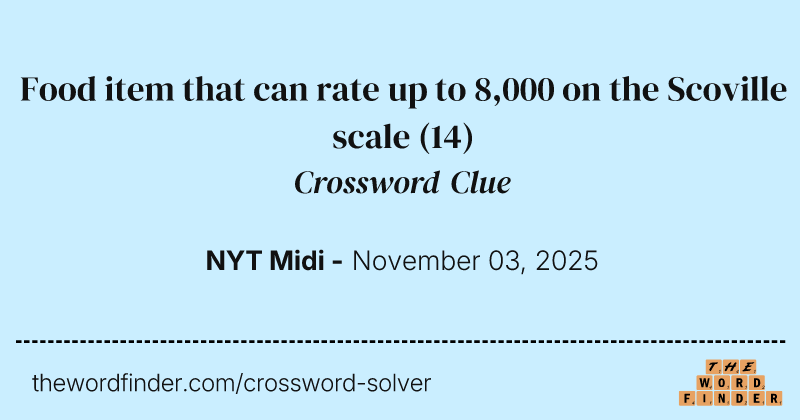 Food item that can rate up to 8,000 on the Scoville scale crossword clue image