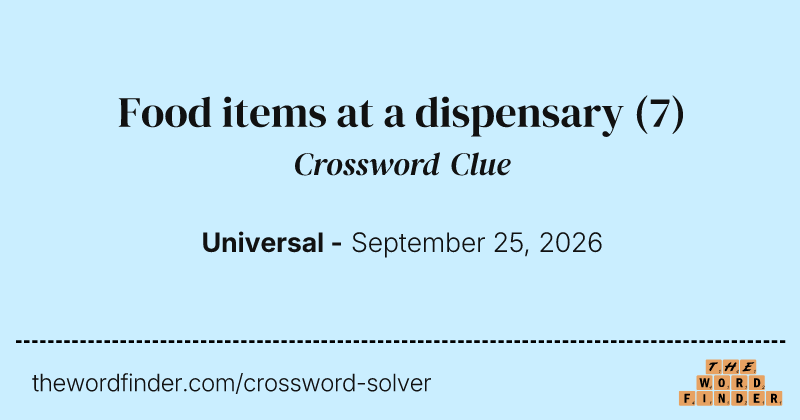 Food items at a dispensary crossword clue image