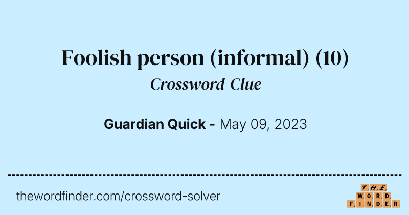 Foolish person (informal) crossword clue image