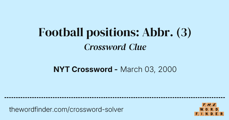 Football positions: Abbr. crossword clue image