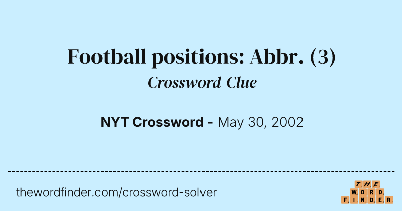 Football positions: Abbr. crossword clue image