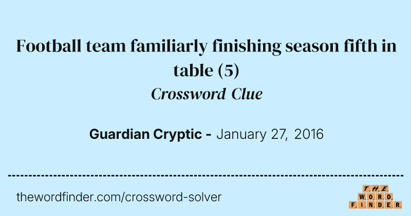 Football team familiarly finishing season fifth in table crossword clue image