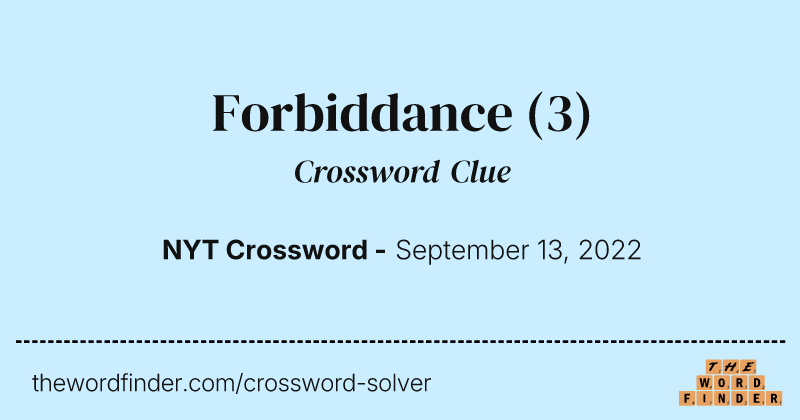 Forbiddance crossword clue image