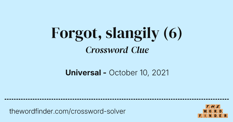 Forgot, slangily crossword clue image