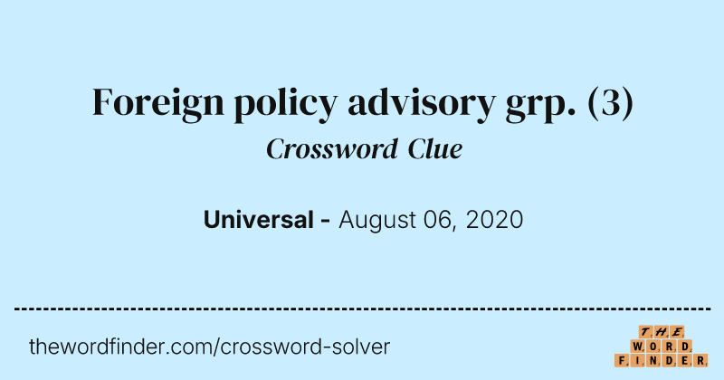 Foreign policy advisory grp. crossword clue image