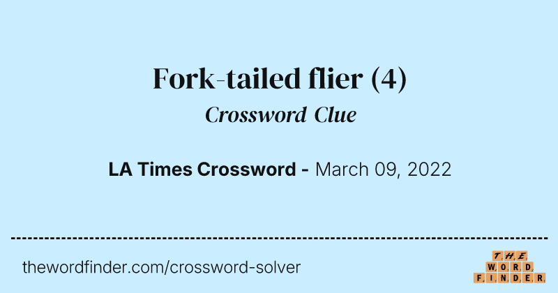 Fork-tailed flier crossword clue image