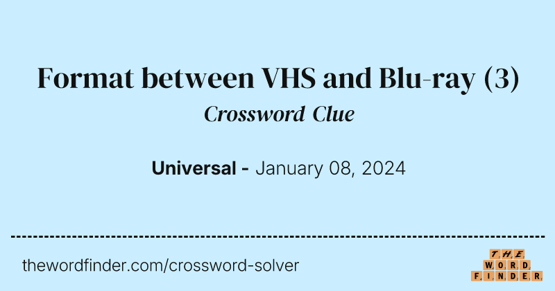 Format between VHS and Blu-ray crossword clue image