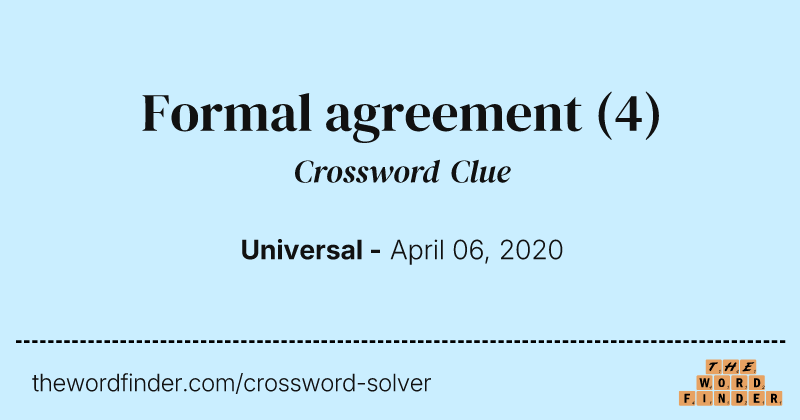 Formal agreement crossword clue image