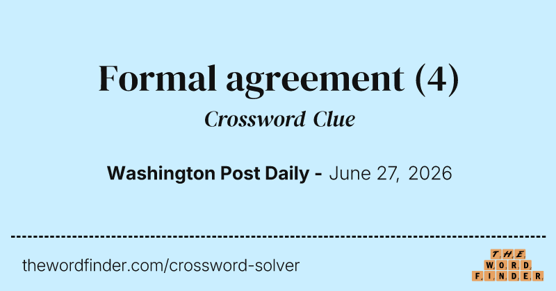 Formal agreement crossword clue image