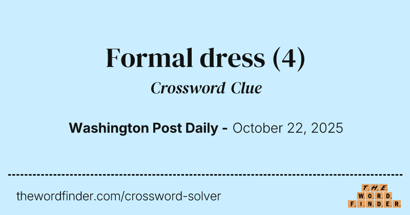 Formal dress crossword clue image