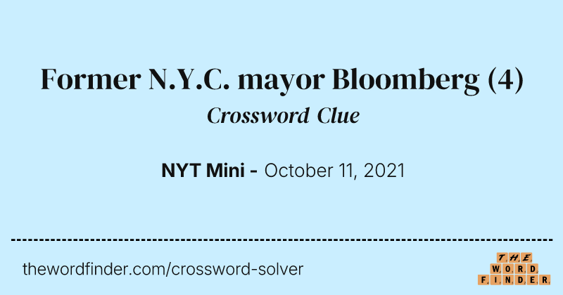 Former N.Y.C. mayor Bloomberg crossword clue image