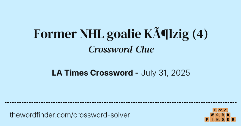 Former NHL goalie Kölzig crossword clue image