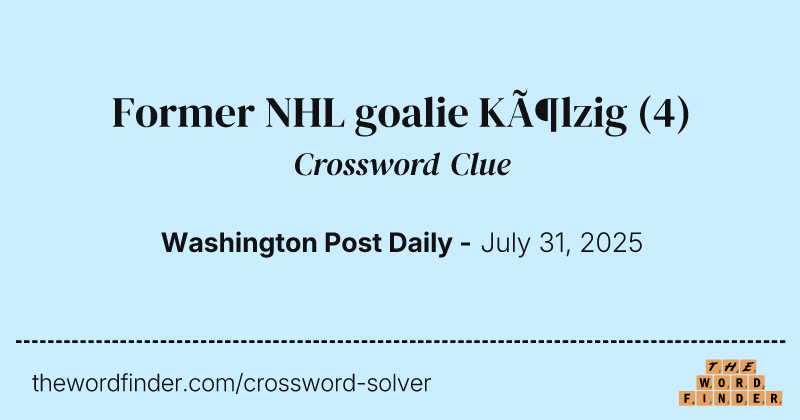Former NHL goalie Kölzig crossword clue image