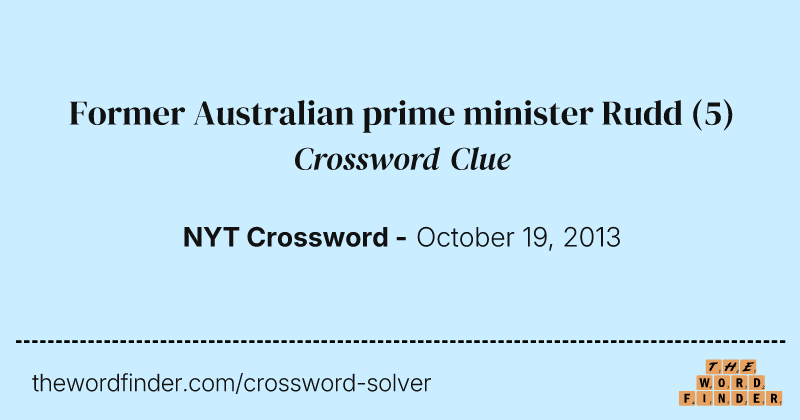 Former Australian prime minister Rudd crossword clue image