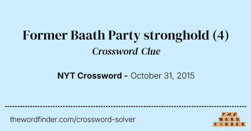 Former Baath Party stronghold crossword clue image