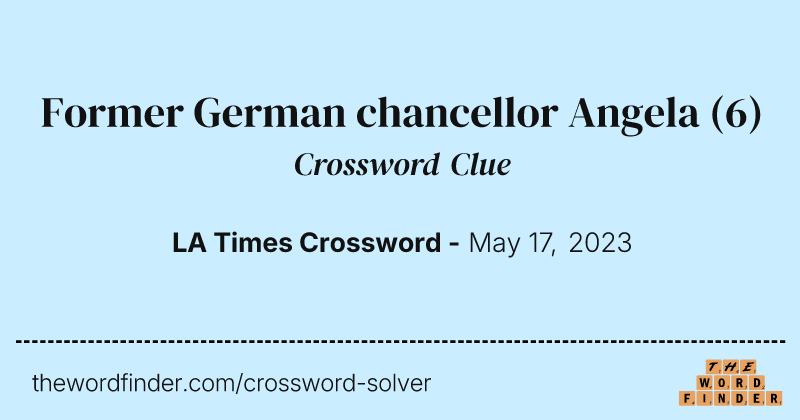 Former German chancellor Angela crossword clue image