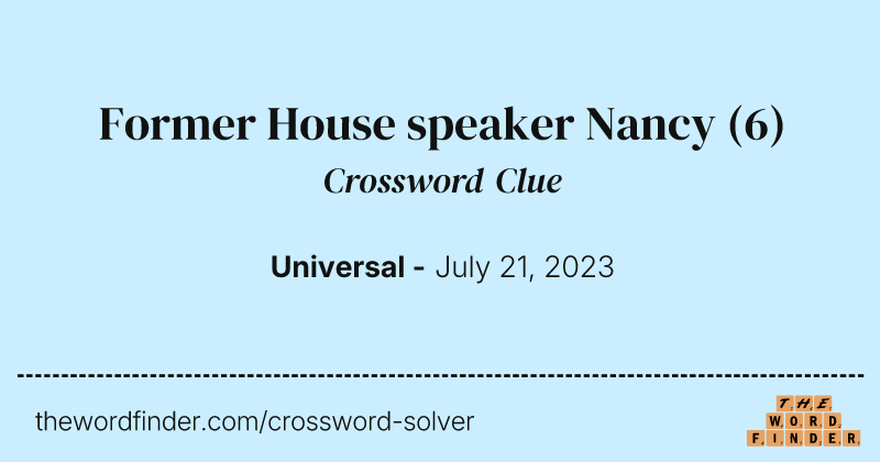 Former House speaker Nancy crossword clue image
