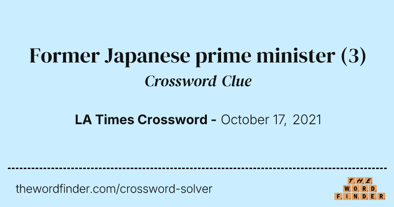 Former Japanese prime minister crossword clue image