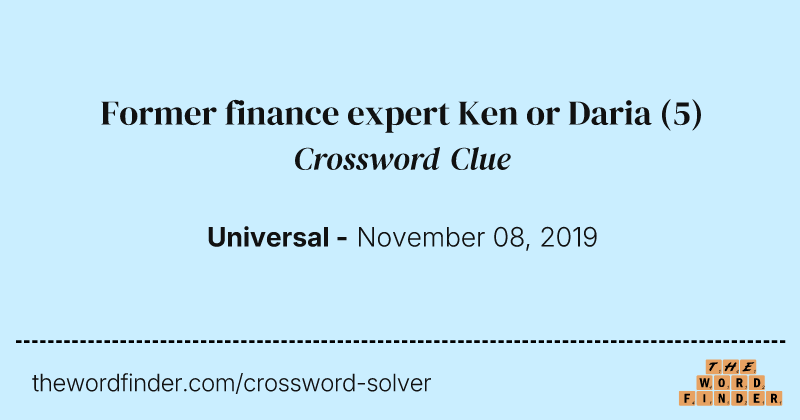 Former finance expert Ken or Daria crossword clue image