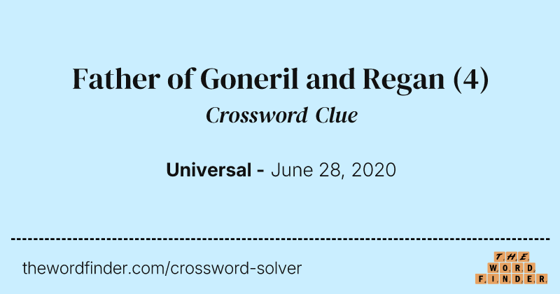 Father of Goneril and Regan crossword clue image