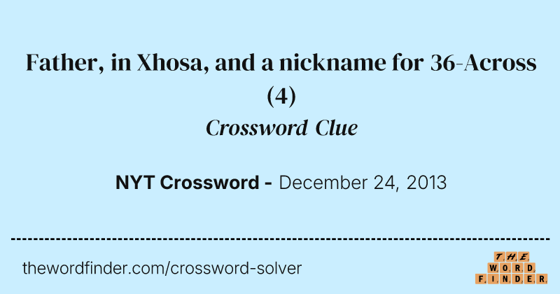 Father, in Xhosa, and a nickname for 36-Across crossword clue image