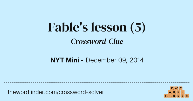 Fable's lesson crossword clue image