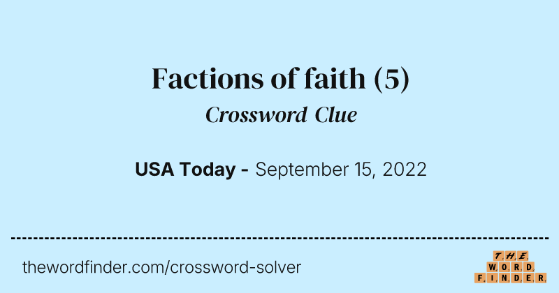Factions of faith crossword clue image