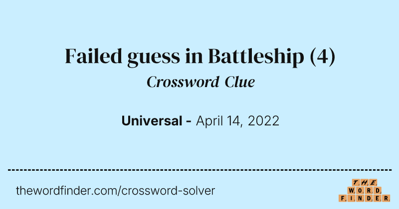 Failed guess in Battleship crossword clue image