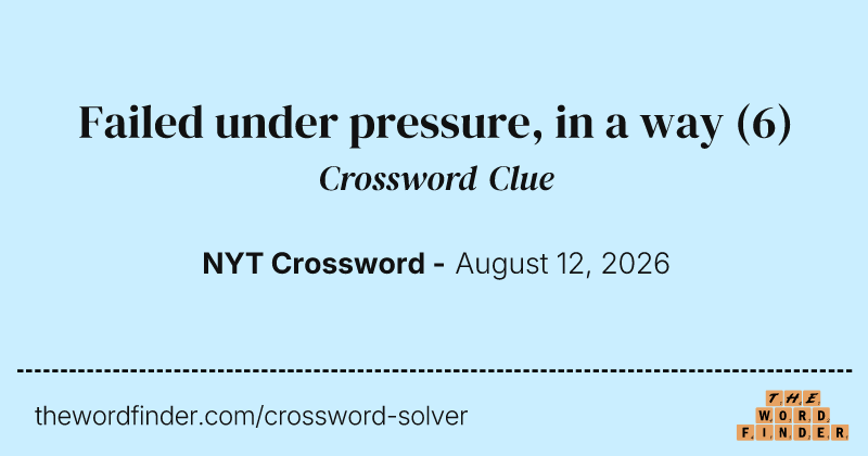 Failed under pressure, in a way crossword clue image