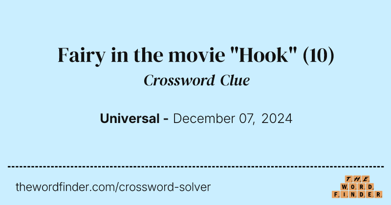 Fairy in the movie "Hook" crossword clue image