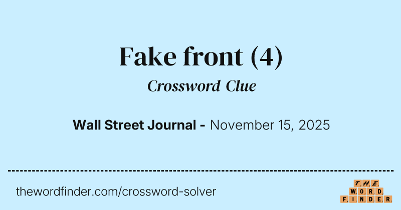 Fake front crossword clue image
