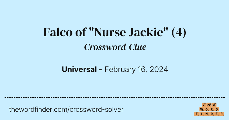 Falco of "Nurse Jackie" crossword clue image