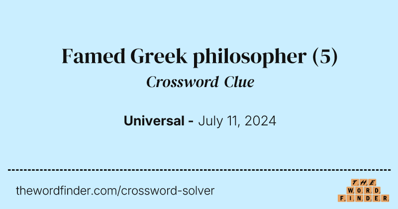 Famed Greek philosopher crossword clue image