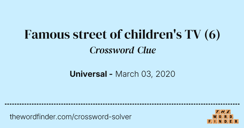 Famous street of children's TV crossword clue image