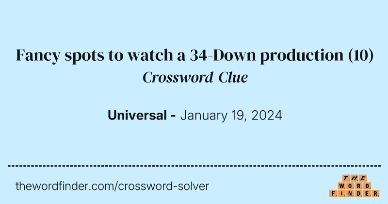 Fancy spots to watch a 34-Down production crossword clue image