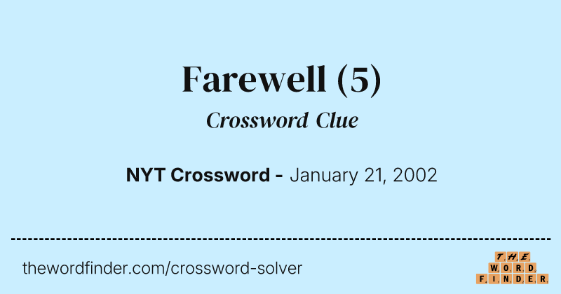 Farewell crossword clue image