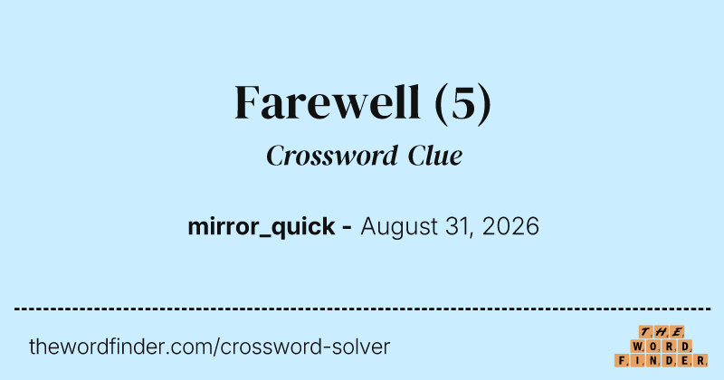 Farewell crossword clue image