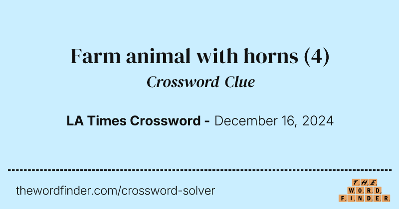 Farm animal with horns crossword clue image