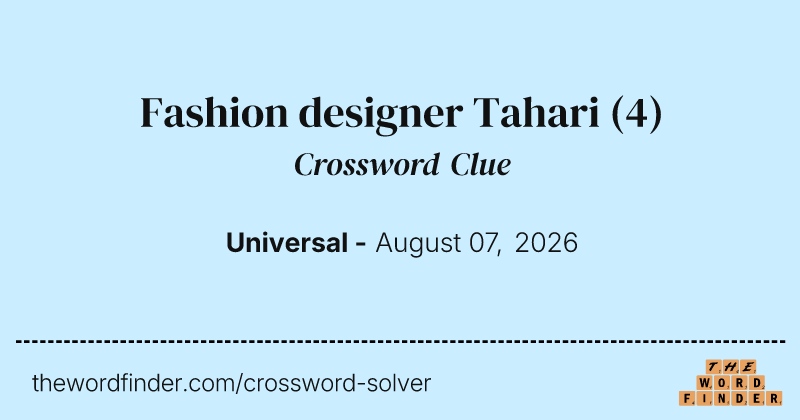 Fashion designer Tahari crossword clue image
