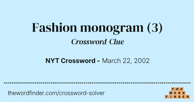 Fashion monogram crossword clue image