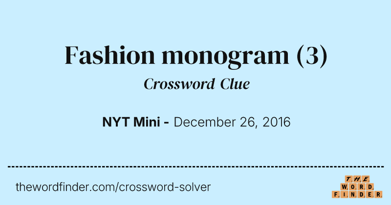 Fashion monogram crossword clue image