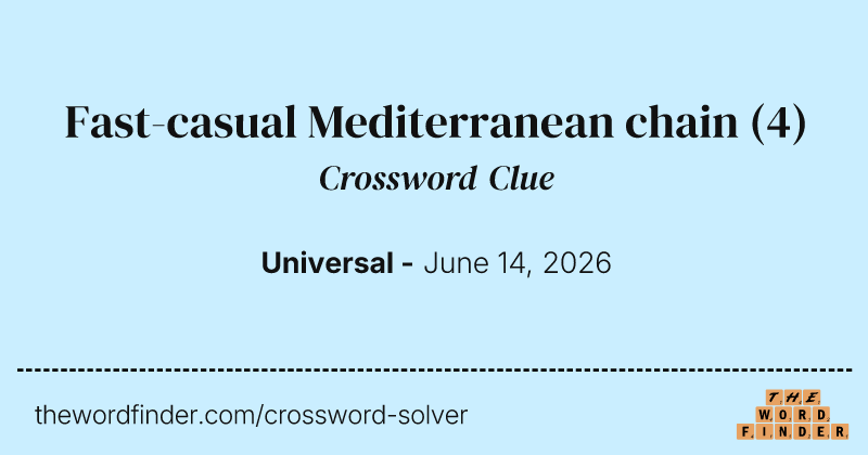 Fast-casual Mediterranean chain crossword clue image