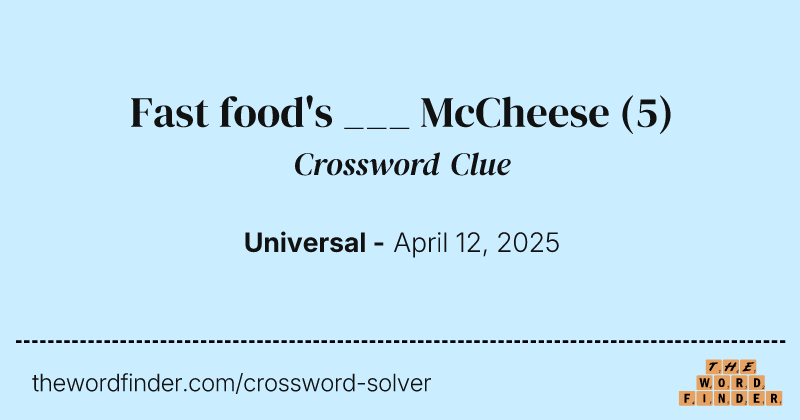 Fast food's ___ McCheese crossword clue image