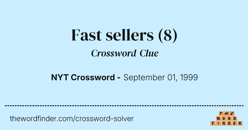Fast sellers crossword clue image