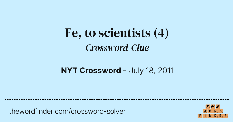 Fe, to scientists crossword clue image