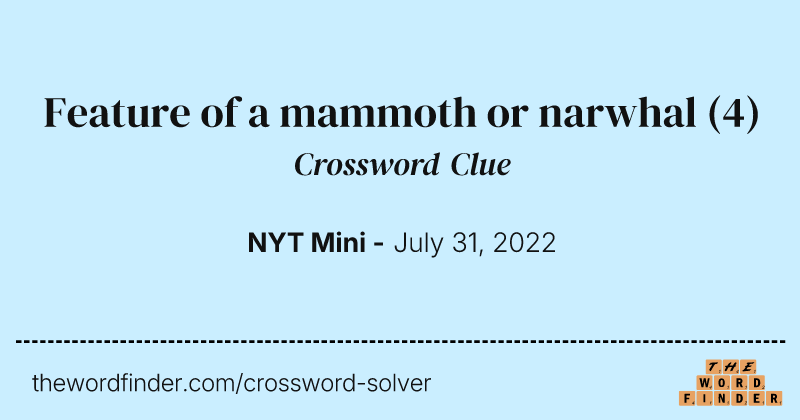 Feature of a mammoth or narwhal crossword clue image