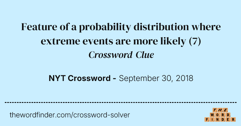 Feature of a probability distribution where extreme events are more likely crossword clue image