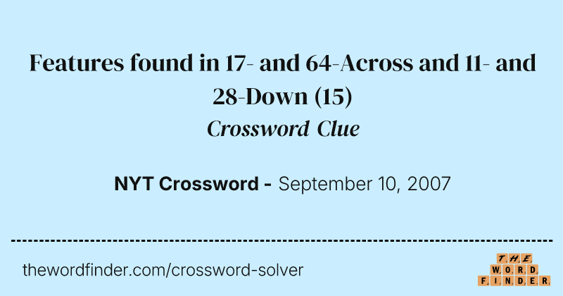 Features found in 17- and 64-Across and 11- and 28-Down crossword clue image