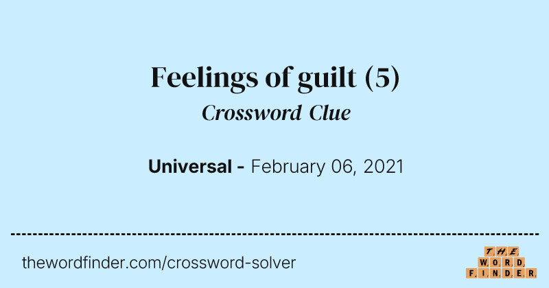 Feelings of guilt crossword clue image