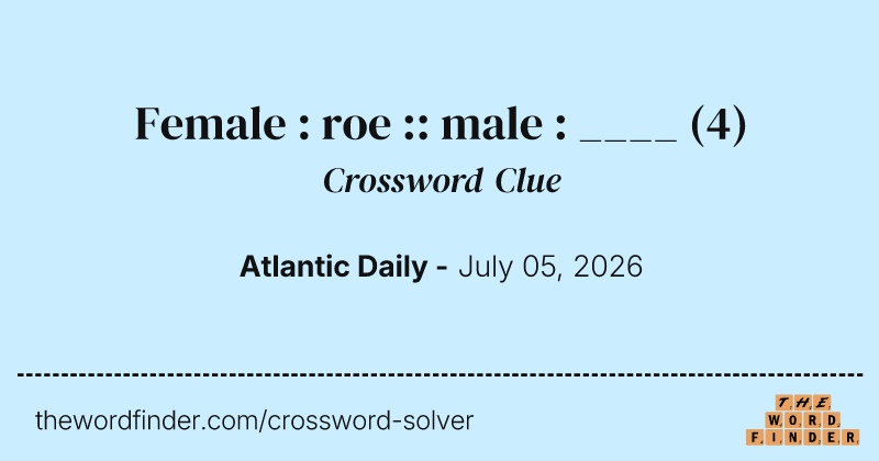 Female : roe :: male : ____ crossword clue image